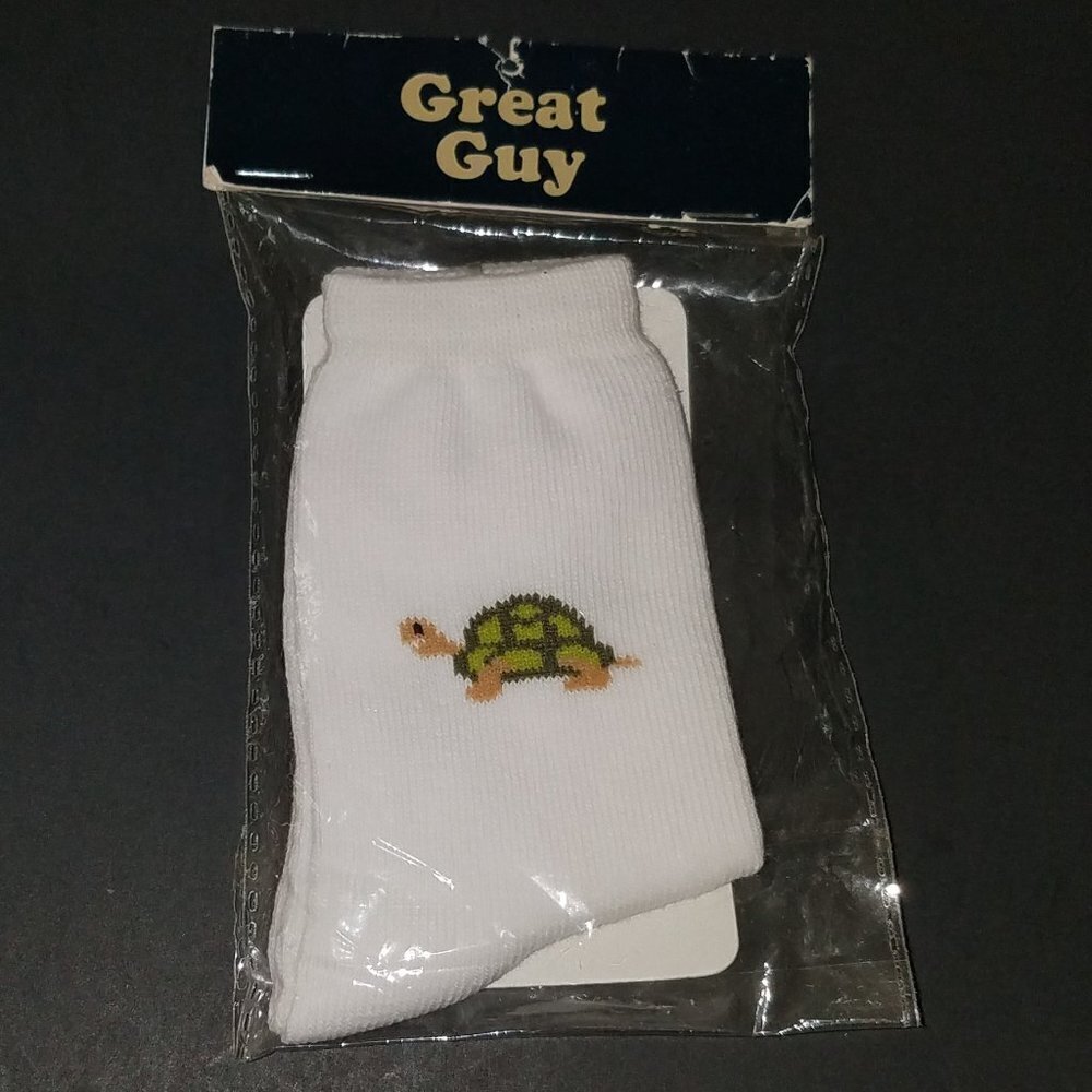 NEW Turtle Socks Toddler One Size White Green Brown Great Guy